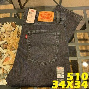 LEVIS MENS SKINNY 34X34 BLACK WASH DENIM NWT